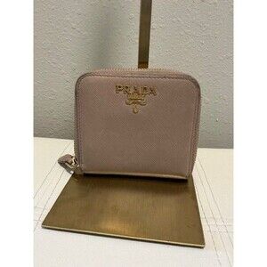 Prada Saffiano Textured Leather Snap Close Trifold Wallet #1ML018